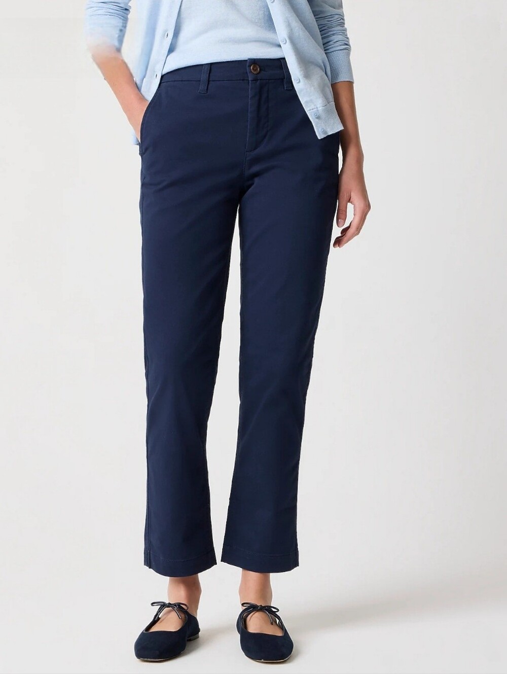 J. Crew Petite high-rise girlfriend navy chino pant